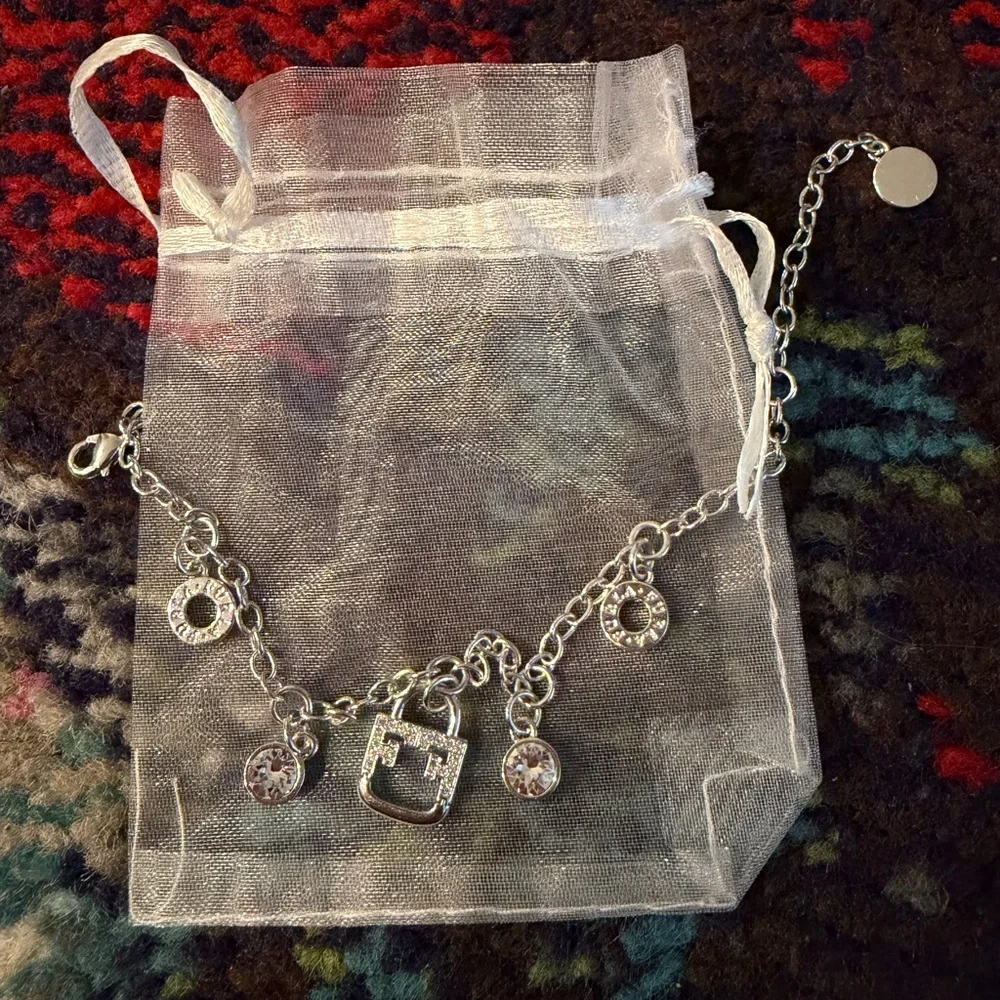 Furla Silver Charm Bracelet with Swarovski Crystals